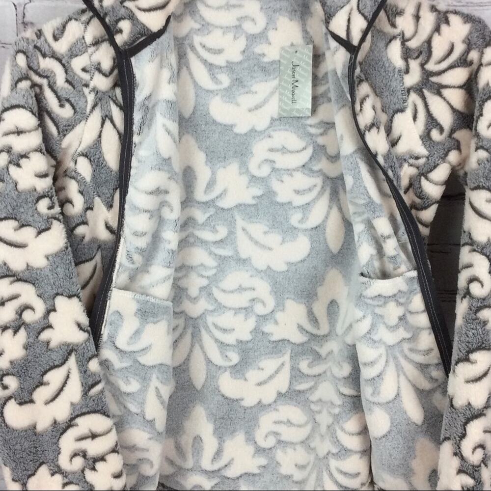 Jason Maxwell Fleece Jacket Petite Womens Size LP Gray/Cream Variegated Full Zip - Picture 5 of 6